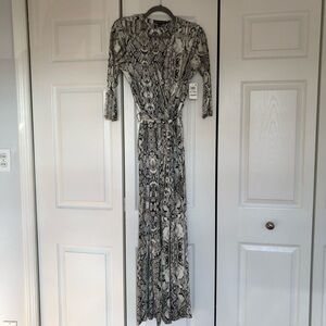 INC Snakeskin Print Tie Waist Jumpsuit- Size PM